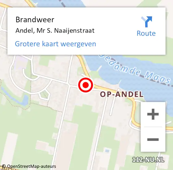 Locatie op kaart van de 112 melding: Brandweer Andel, Mr S. Naaijenstraat op 19 juni 2024 11:57