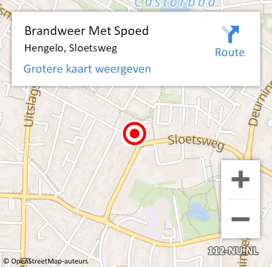 Locatie op kaart van de 112 melding: Brandweer Met Spoed Naar Hengelo, Sloetsweg op 19 juni 2024 11:59