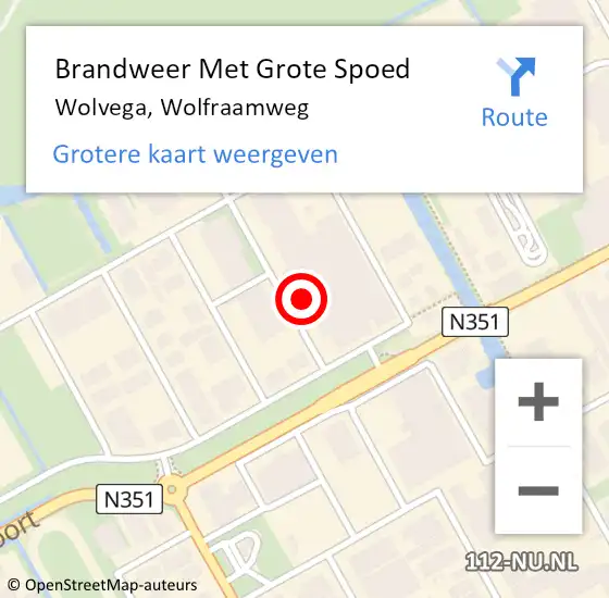 Locatie op kaart van de 112 melding: Brandweer Met Grote Spoed Naar Wolvega, Wolfraamweg op 19 juni 2024 11:59