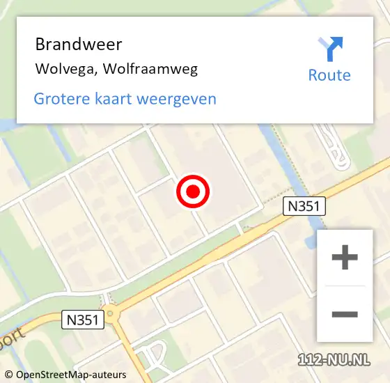 Locatie op kaart van de 112 melding: Brandweer Wolvega, Wolfraamweg op 19 juni 2024 12:01