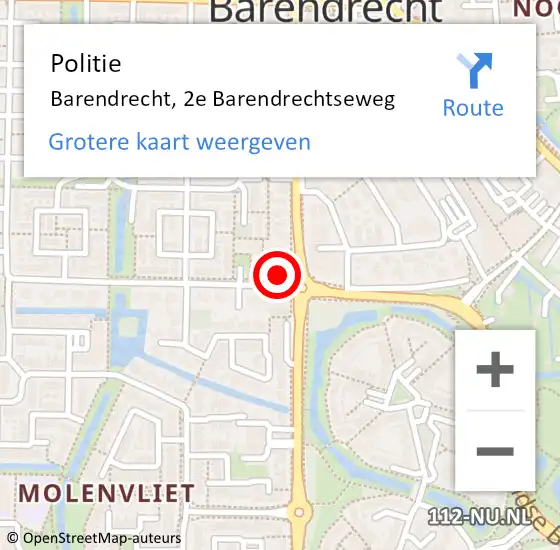 Locatie op kaart van de 112 melding: Politie Barendrecht, 2e Barendrechtseweg op 19 juni 2024 12:08