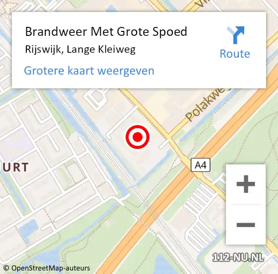 Locatie op kaart van de 112 melding: Brandweer Met Grote Spoed Naar Rijswijk, Lange Kleiweg op 19 juni 2024 12:09