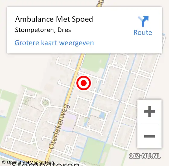 Locatie op kaart van de 112 melding: Ambulance Met Spoed Naar Stompetoren, Dres op 10 oktober 2014 00:58