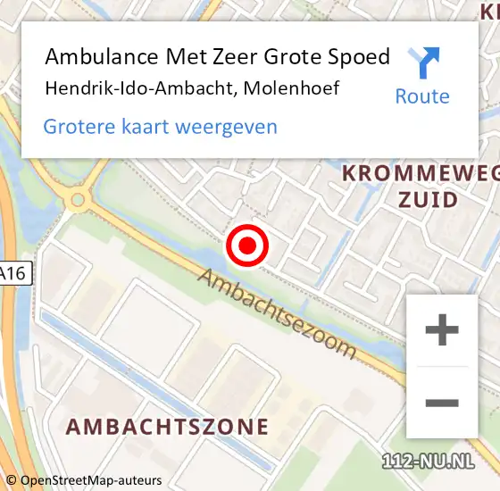 Locatie op kaart van de 112 melding: Ambulance Met Zeer Grote Spoed Naar Hendrik-Ido-Ambacht, Molenhoef op 19 juni 2024 12:38