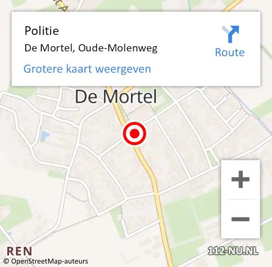 Locatie op kaart van de 112 melding: Politie De Mortel, Oude-Molenweg op 19 juni 2024 12:47