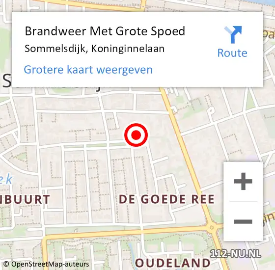 Locatie op kaart van de 112 melding: Brandweer Met Grote Spoed Naar Sommelsdijk, Koninginnelaan op 10 oktober 2014 01:13