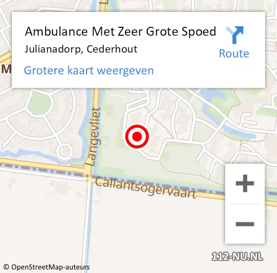 Locatie op kaart van de 112 melding: Ambulance Met Zeer Grote Spoed Naar Julianadorp, Cederhout op 19 juni 2024 12:58