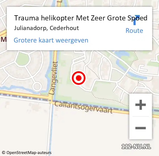 Locatie op kaart van de 112 melding: Trauma helikopter Met Zeer Grote Spoed Naar Julianadorp, Cederhout op 19 juni 2024 12:59