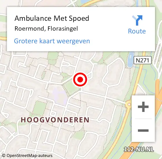 Locatie op kaart van de 112 melding: Ambulance Met Spoed Naar Roermond, Florasingel op 19 juni 2024 13:01