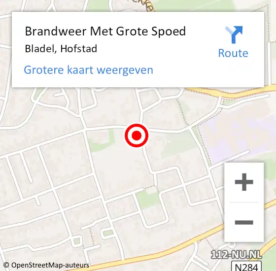 Locatie op kaart van de 112 melding: Brandweer Met Grote Spoed Naar Bladel, Hofstad op 19 juni 2024 13:14