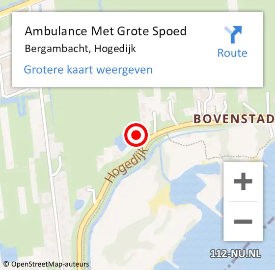 Locatie op kaart van de 112 melding: Ambulance Met Grote Spoed Naar Bergambacht, Hogedijk op 19 juni 2024 13:17