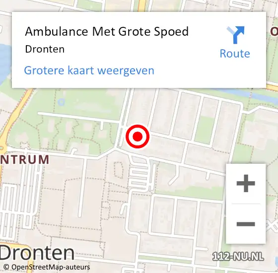 Locatie op kaart van de 112 melding: Ambulance Met Grote Spoed Naar Dronten op 19 juni 2024 13:18