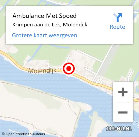 Locatie op kaart van de 112 melding: Ambulance Met Spoed Naar Krimpen aan de Lek, Molendijk op 19 juni 2024 13:21