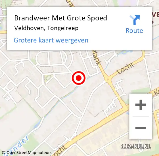 Locatie op kaart van de 112 melding: Brandweer Met Grote Spoed Naar Veldhoven, Tongelreep op 19 juni 2024 13:31