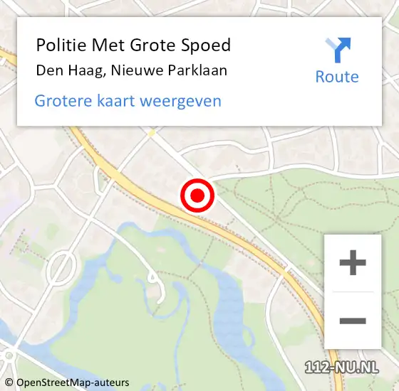 Locatie op kaart van de 112 melding: Politie Met Grote Spoed Naar Den Haag, Nieuwe Parklaan op 19 juni 2024 13:42