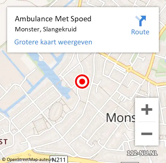 Locatie op kaart van de 112 melding: Ambulance Met Spoed Naar Monster, Slangekruid op 19 juni 2024 13:45