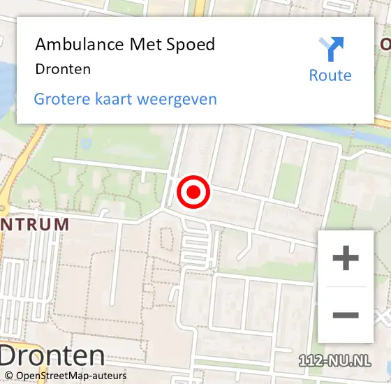 Locatie op kaart van de 112 melding: Ambulance Met Spoed Naar Dronten op 19 juni 2024 13:45