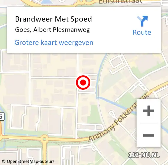 Locatie op kaart van de 112 melding: Brandweer Met Spoed Naar Goes, Albert Plesmanweg op 19 juni 2024 13:45