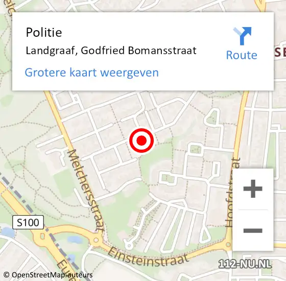 Locatie op kaart van de 112 melding: Politie Landgraaf, Godfried Bomansstraat op 19 juni 2024 13:52