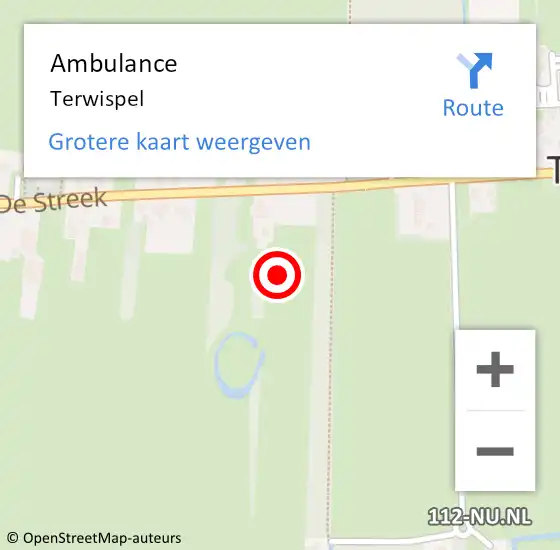 Locatie op kaart van de 112 melding: Ambulance Terwispel op 19 juni 2024 13:54