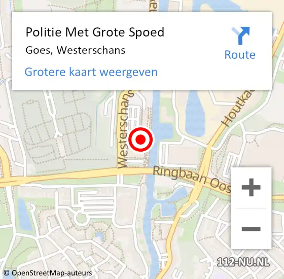 Locatie op kaart van de 112 melding: Politie Met Grote Spoed Naar Goes, Westerschans op 19 juni 2024 13:58