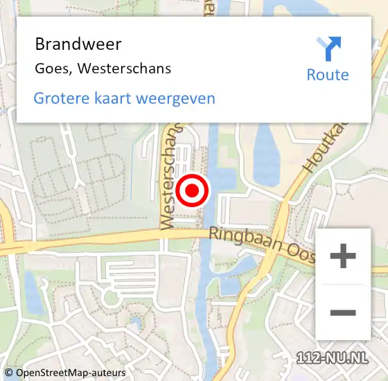 Locatie op kaart van de 112 melding: Brandweer Goes, Westerschans op 19 juni 2024 14:06