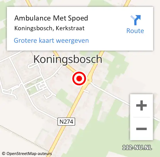 Locatie op kaart van de 112 melding: Ambulance Met Spoed Naar Koningsbosch, Kerkstraat op 10 oktober 2014 01:44