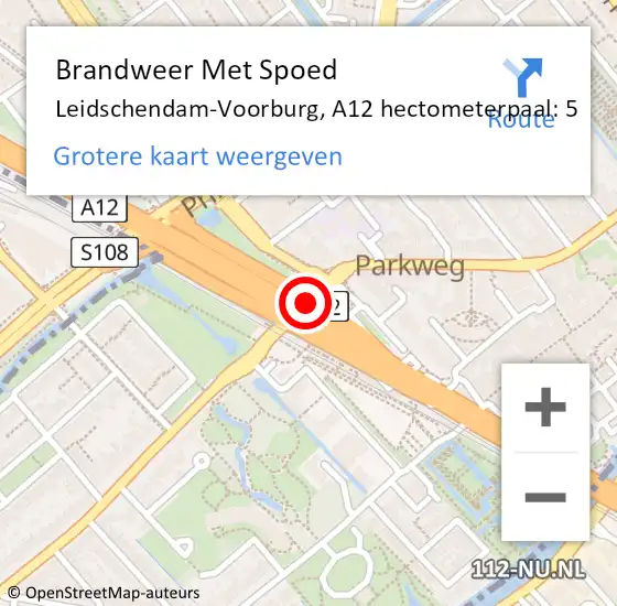 Locatie op kaart van de 112 melding: Brandweer Met Spoed Naar Leidschendam-Voorburg, A12 hectometerpaal: 5 op 19 juni 2024 14:13