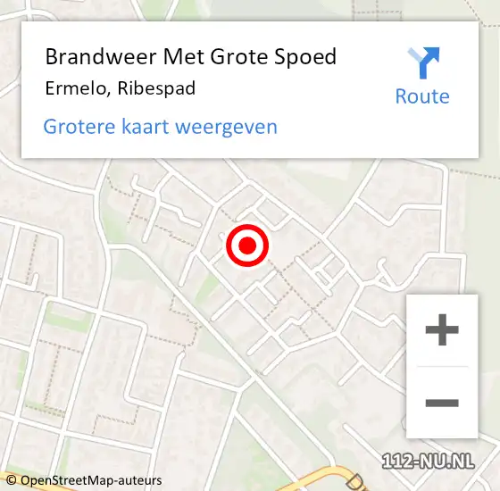 Locatie op kaart van de 112 melding: Brandweer Met Grote Spoed Naar Ermelo, Ribespad op 19 juni 2024 14:13