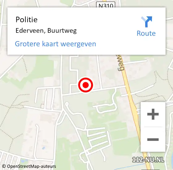 Locatie op kaart van de 112 melding: Politie Ederveen, Buurtweg op 19 juni 2024 14:21