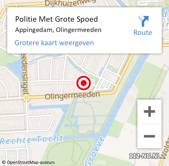 Locatie op kaart van de 112 melding: Politie Met Grote Spoed Naar Appingedam, Olingermeeden op 19 juni 2024 14:26