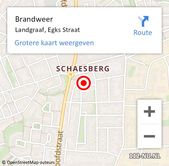 Locatie op kaart van de 112 melding: Brandweer Landgraaf, Egks Straat op 10 oktober 2014 01:57