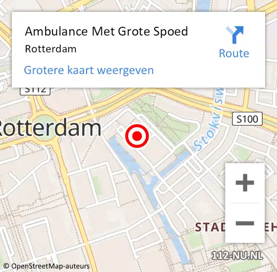 Locatie op kaart van de 112 melding: Ambulance Met Grote Spoed Naar Rotterdam op 19 juni 2024 14:32