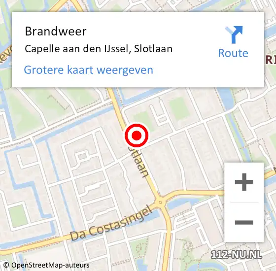 Locatie op kaart van de 112 melding: Brandweer Capelle aan den IJssel, Slotlaan op 19 juni 2024 14:35