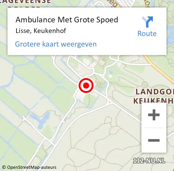 Locatie op kaart van de 112 melding: Ambulance Met Grote Spoed Naar Lisse, Keukenhof op 19 juni 2024 14:38