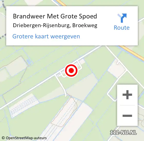 Locatie op kaart van de 112 melding: Brandweer Met Grote Spoed Naar Driebergen-Rijsenburg, Broekweg op 19 juni 2024 14:47