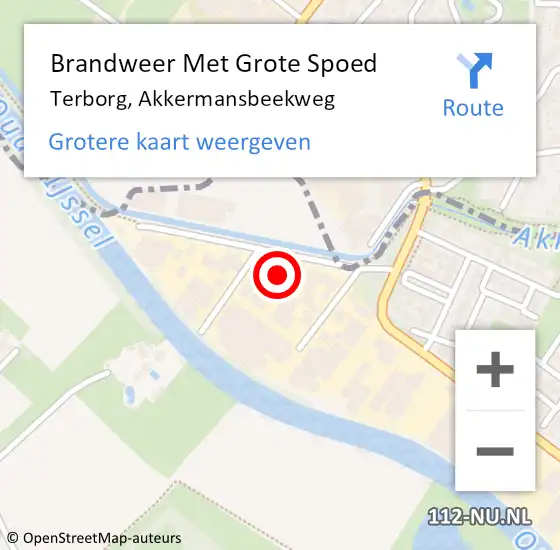 Locatie op kaart van de 112 melding: Brandweer Met Grote Spoed Naar Terborg, Akkermansbeekweg op 19 juni 2024 14:51