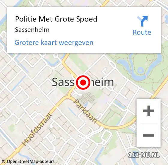 Locatie op kaart van de 112 melding: Politie Met Grote Spoed Naar Sassenheim op 19 juni 2024 14:51