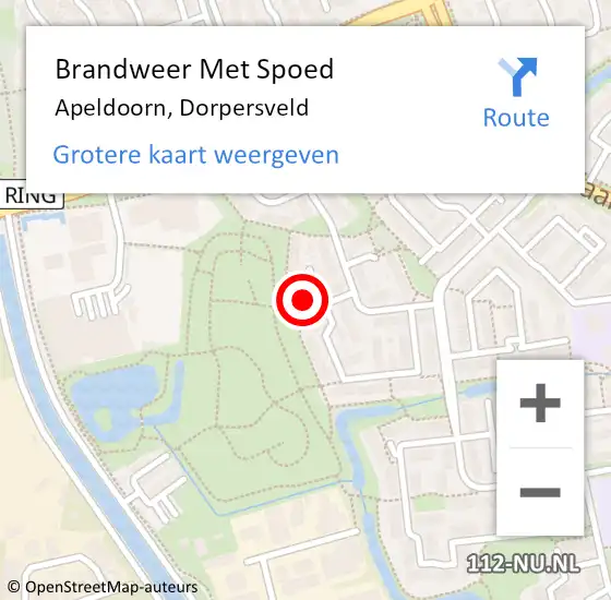 Locatie op kaart van de 112 melding: Brandweer Met Spoed Naar Apeldoorn, Dorpersveld op 19 juni 2024 14:56