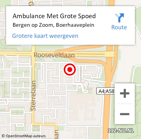 Locatie op kaart van de 112 melding: Ambulance Met Grote Spoed Naar Bergen op Zoom, Boerhaaveplein op 19 juni 2024 15:02