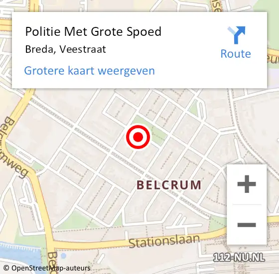 Locatie op kaart van de 112 melding: Politie Met Grote Spoed Naar Breda, Veestraat op 19 juni 2024 15:04