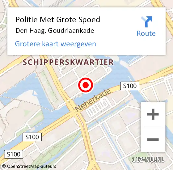 Locatie op kaart van de 112 melding: Politie Met Grote Spoed Naar Den Haag, Goudriaankade op 19 juni 2024 15:13