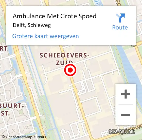 Locatie op kaart van de 112 melding: Ambulance Met Grote Spoed Naar Delft, Schieweg op 19 juni 2024 15:14