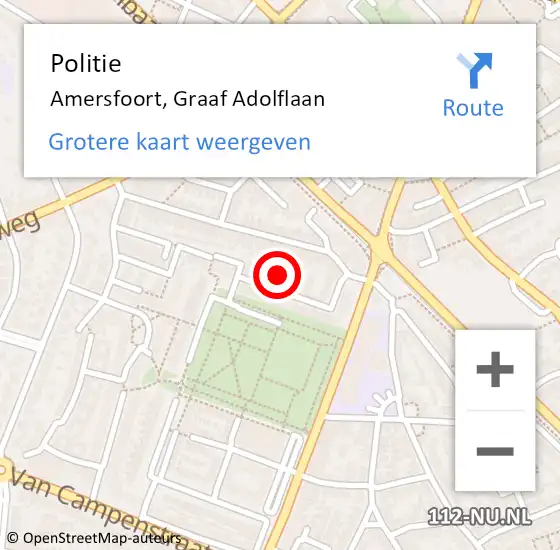 Locatie op kaart van de 112 melding: Politie Amersfoort, Graaf Adolflaan op 19 juni 2024 15:20