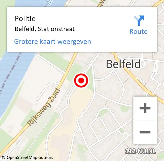 Locatie op kaart van de 112 melding: Politie Belfeld, Stationstraat op 19 juni 2024 15:24