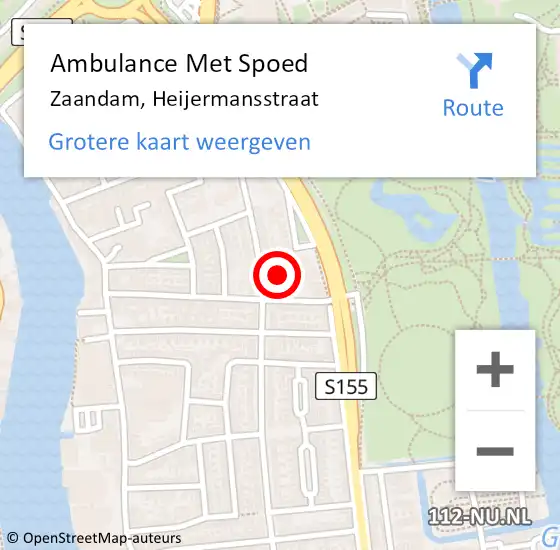 Locatie op kaart van de 112 melding: Ambulance Met Spoed Naar Zaandam, Heijermansstraat op 19 juni 2024 15:37