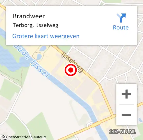 Locatie op kaart van de 112 melding: Brandweer Terborg, IJsselweg op 19 juni 2024 15:37