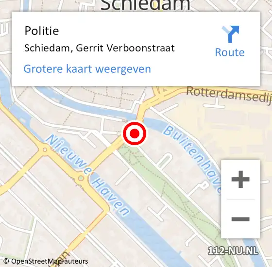 Locatie op kaart van de 112 melding: Politie Schiedam, Gerrit Verboonstraat op 19 juni 2024 15:43