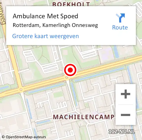 Locatie op kaart van de 112 melding: Ambulance Met Spoed Naar Rotterdam, Kamerlingh Onnesweg op 19 juni 2024 15:45