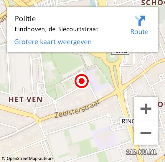 Locatie op kaart van de 112 melding: Politie Eindhoven, de Blécourtstraat op 19 juni 2024 15:55